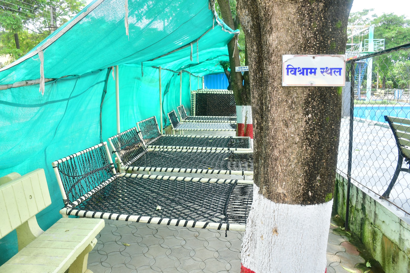 Outdoor Resting Area with Cots